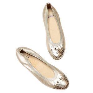 Stuart Weitzman Women’s Snakeskin Cap Toe Ballet Flats Size 9.5 M